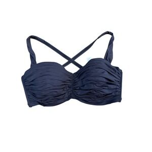 Bleu Rod Beattie Kore Shirred Underwire Bandeau Bikini Swim Top Black‎ Size 36D